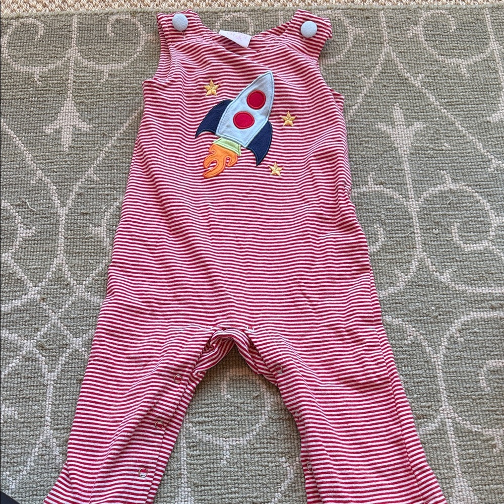 Stitchy Fish Striped Rocket Baby Romper 12 Month